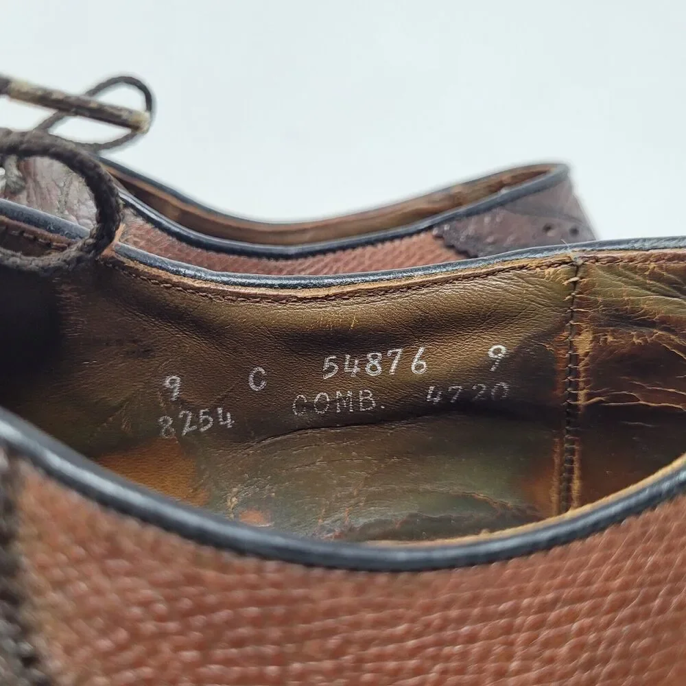 Allen Edmonds Shoes Men 9C Brown Wildebeest Leather Saddle Polo Dress USA Exotic